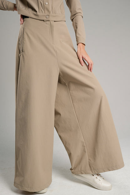 Revolute Elastic Waist Wrapped JOGGER Stretch Trousers Stone Color