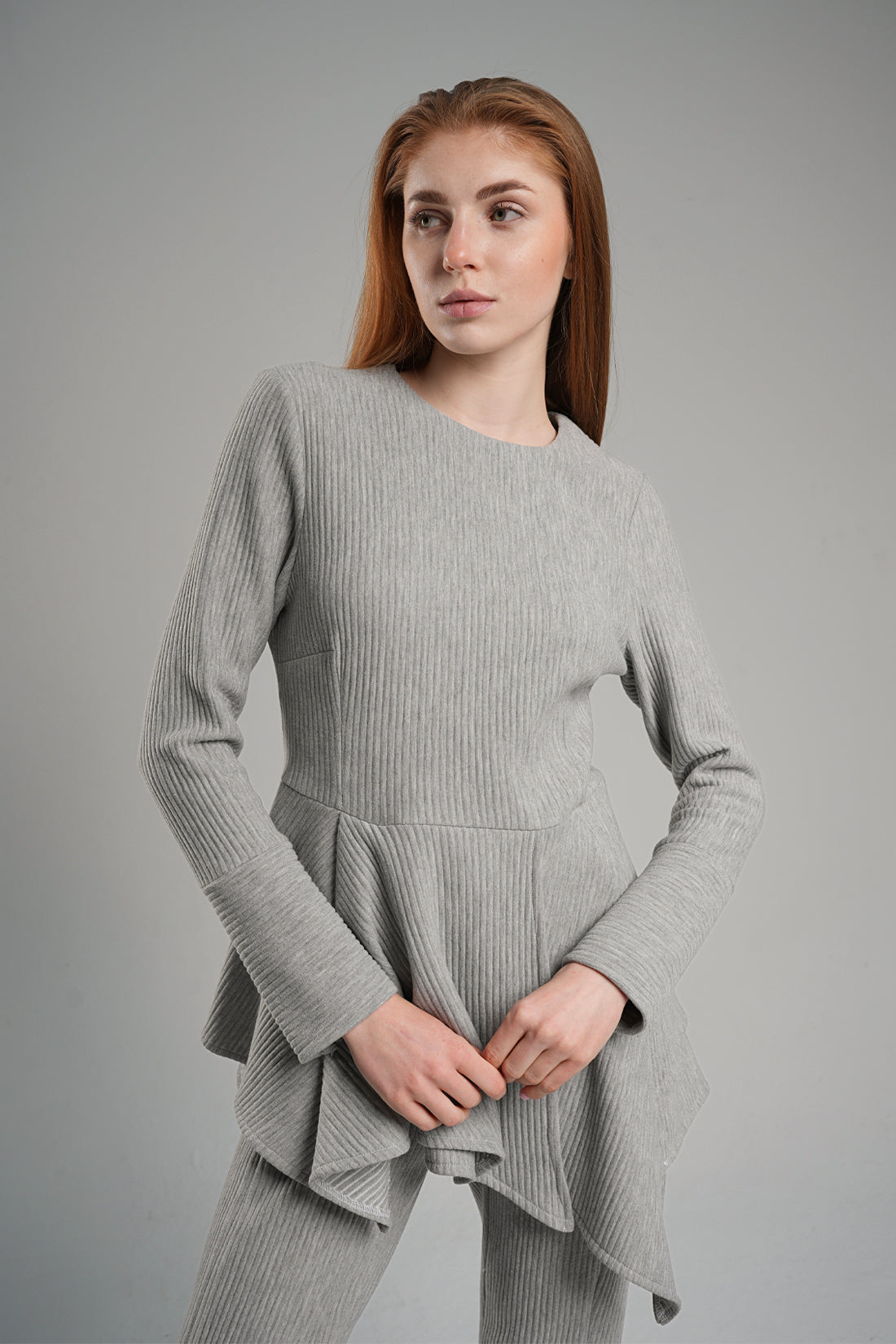 Hidden Zipper Knitted Top Grey