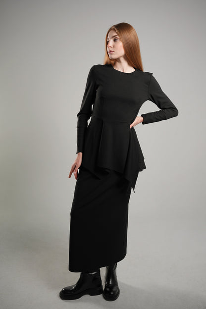 Scuba Crepe Top with Hidden Zipper Black