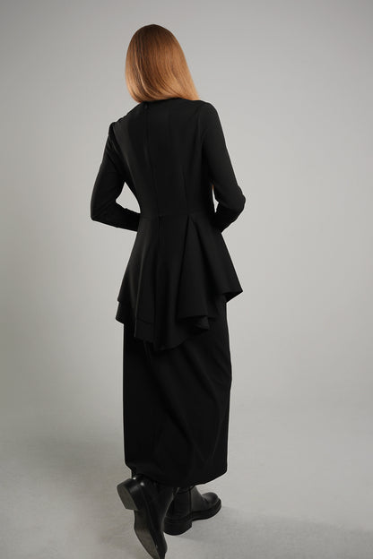 Scuba Crepe Top with Hidden Zipper Black