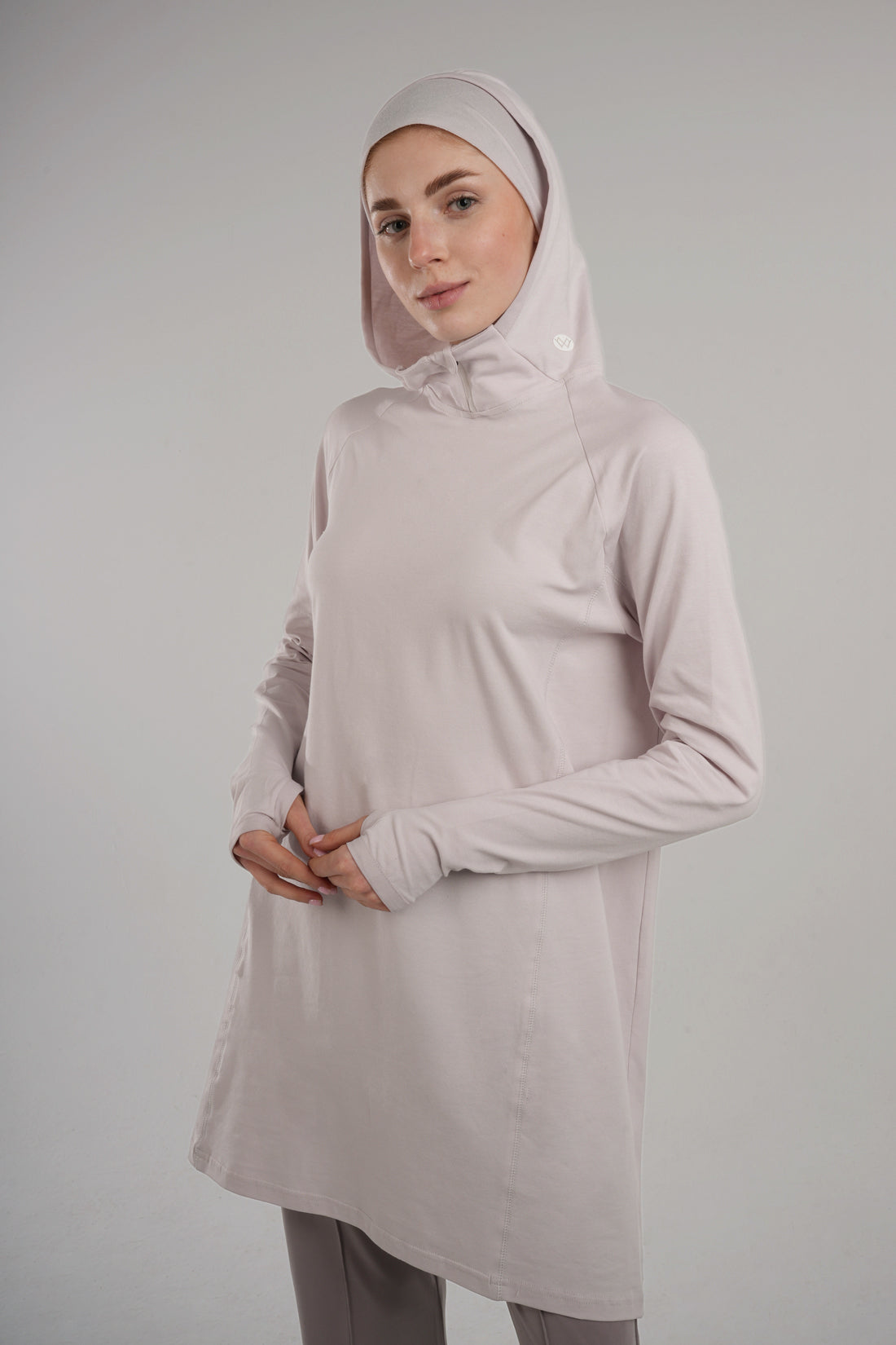 New Favorite Hooded Bonnet Zipper Detailed Sweat - Dusty Rose + Buff Gift