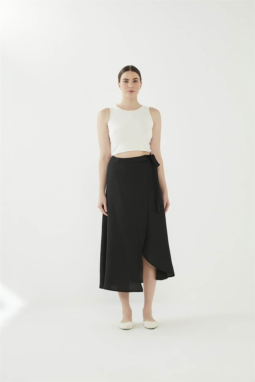 Tie-Up Wrap Skirt Black