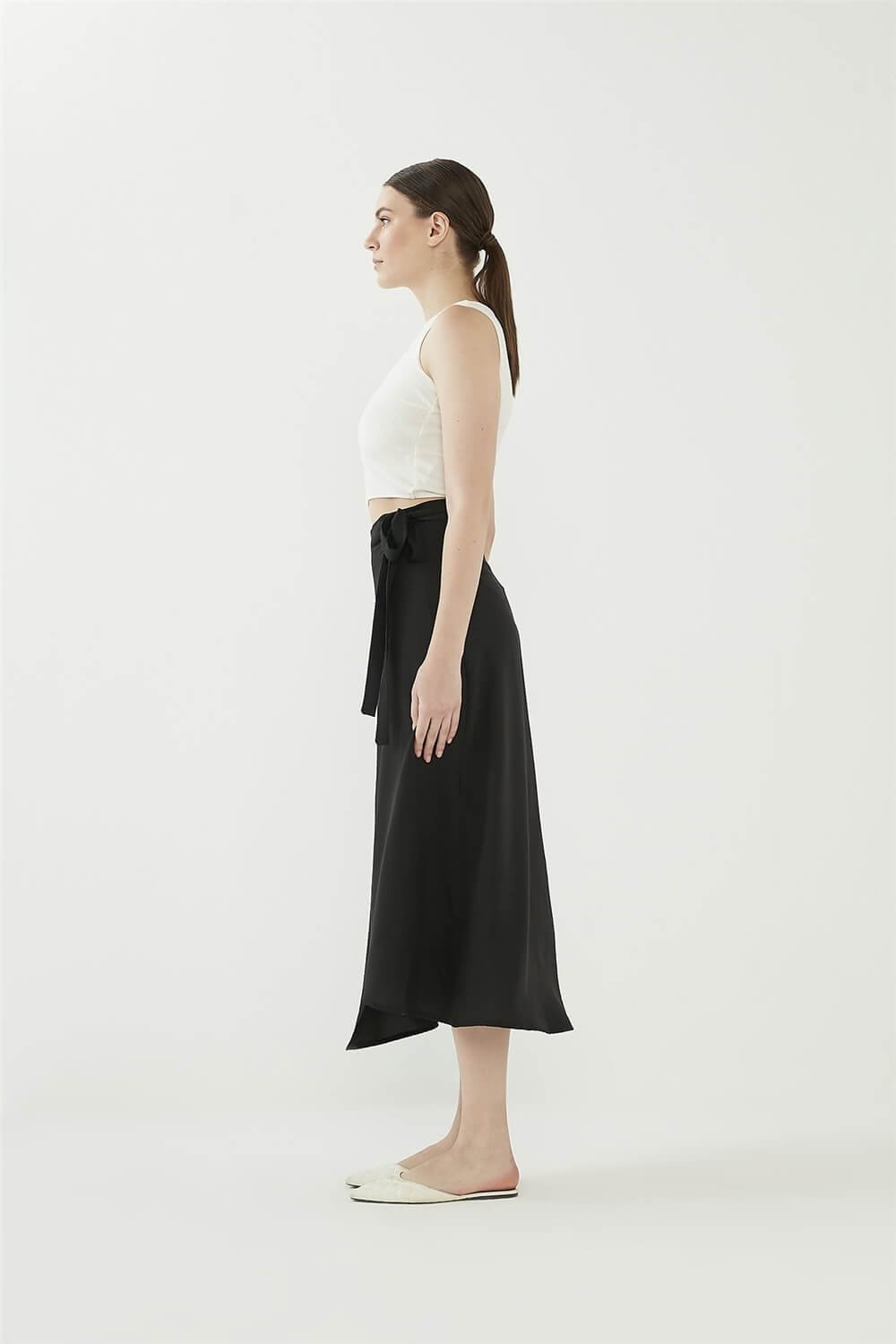 Tie-Up Wrap Skirt Black