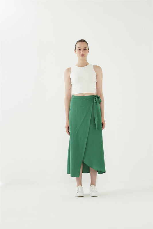 Tie-Up Wrap Skirt Green