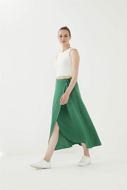 Tie-Up Wrap Skirt Green