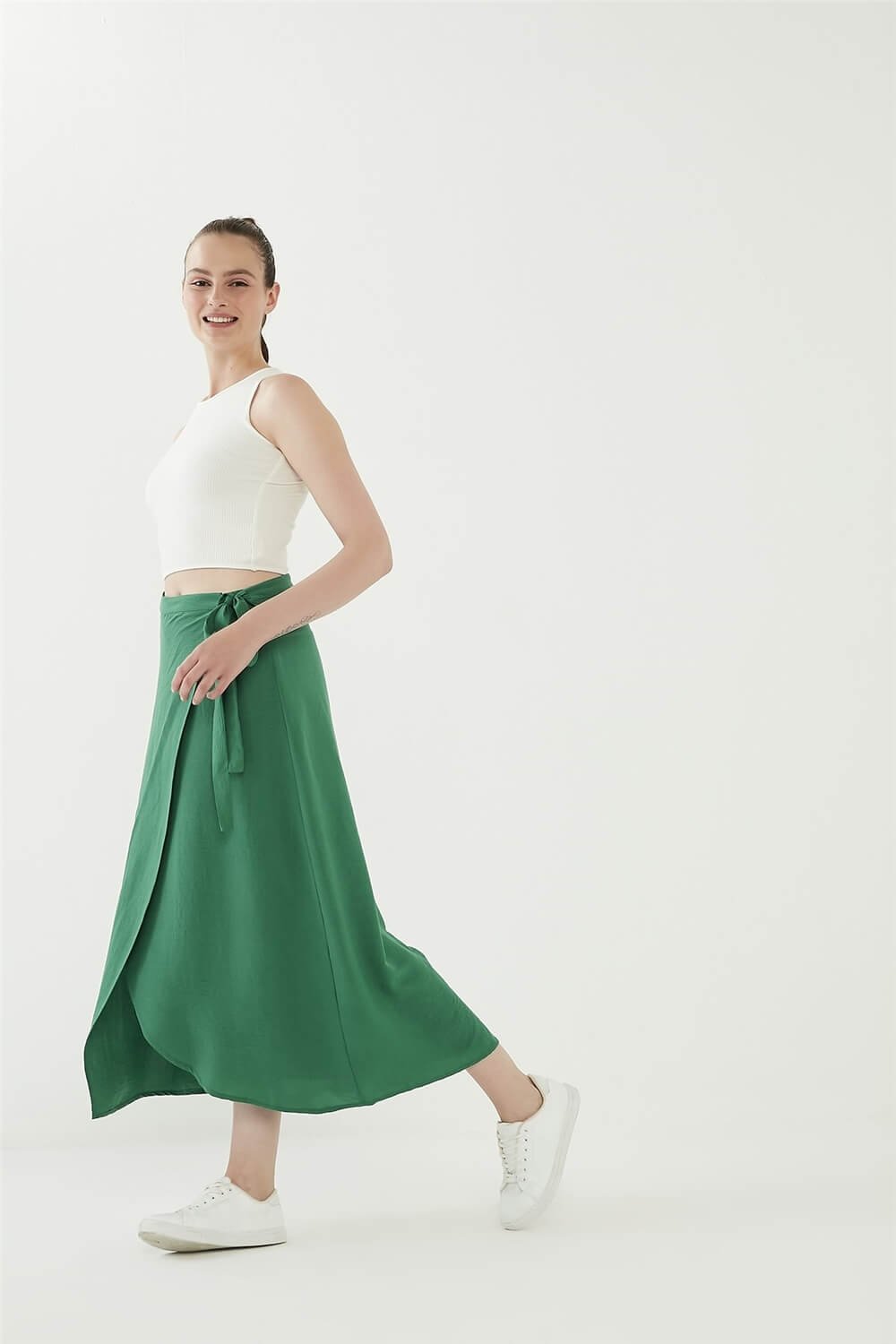 Tie-Up Wrap Skirt Green