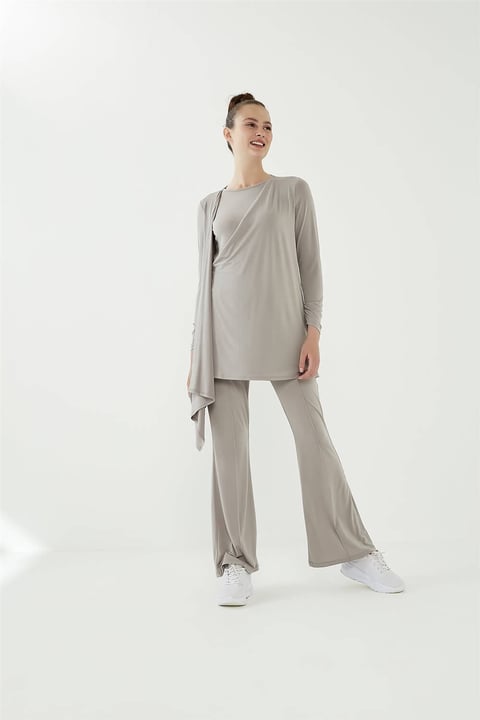 Detailed Sendy Trousers and blouse, Mink Color (Two pieces)