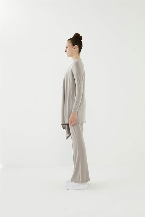 Detailed Sendy Trousers and blouse, Mink Color (Two pieces)