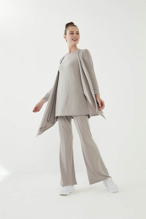 Detailed Sendy Trousers and blouse, Mink Color (Two pieces)